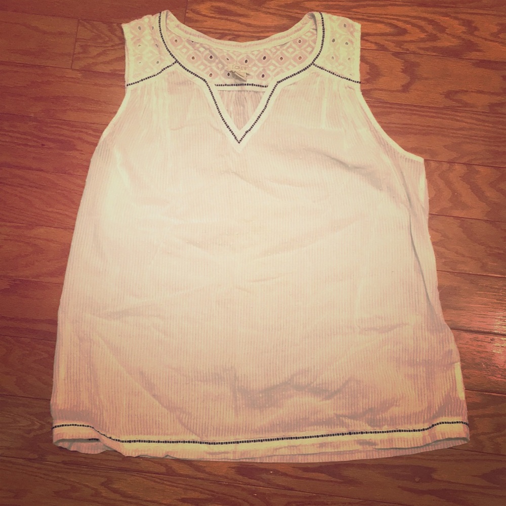 JCrew sz 8 Sleeveless White Eyelet Blouse